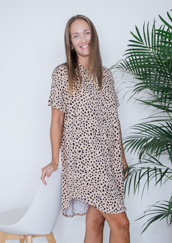 Ladies Lounge Dress - CAMEL SPOT